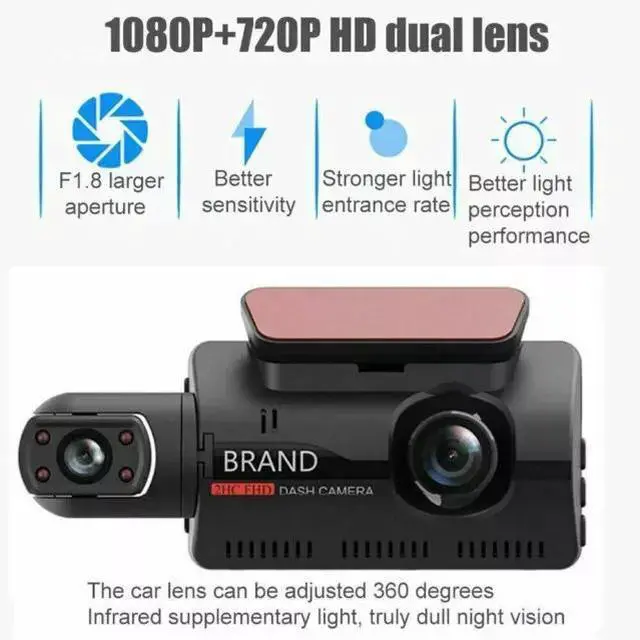 Alt view image 5 of 7 - 1080P Dual Lens Car DVR Dash Cam Video Recorder G-Sensor Front & Inside Camera