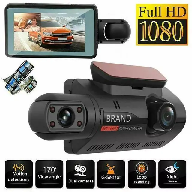 Alt view image 2 of 7 - 1080P Dual Lens Car DVR Dash Cam Video Recorder G-Sensor Front & Inside Camera