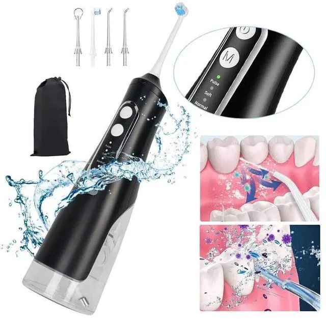 Alt view image 2 of 7 - 310ML Cordless Water Flosser Dental Oral Irrigator Travel Teeth Cleaner Black US