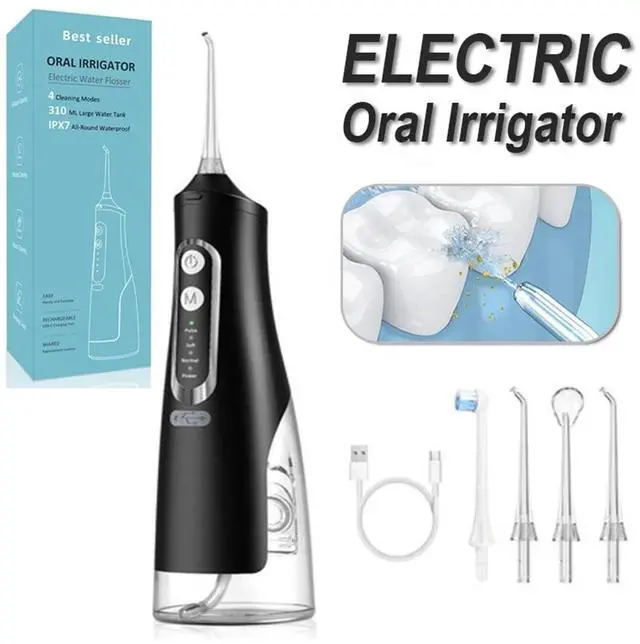 Main image of 310ML Cordless Water Flosser Dental Oral Irrigator Travel Teeth Cleaner Black US