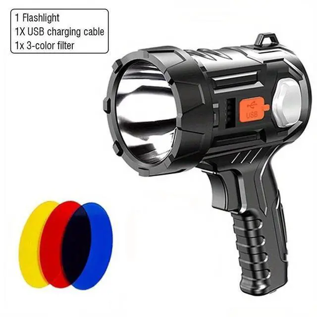 Alt view image 2 of 7 - Super Bright 3000000LM Solar Rechargeable LED Spotlight Flashlight Searchlight