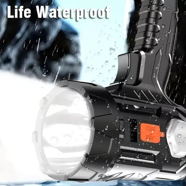 Alt view image 3 of 7 - Super Bright 3000000LM Solar Rechargeable LED Spotlight Flashlight Searchlight