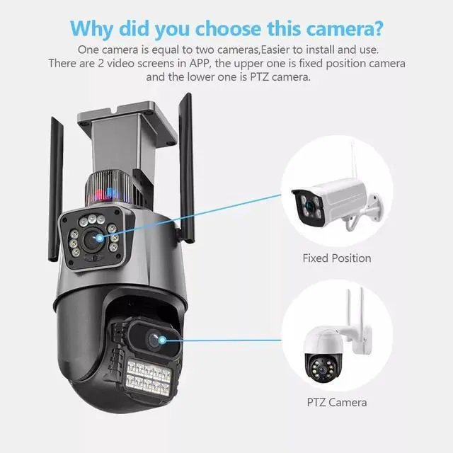 Alt view image 4 of 7 - Dual Lens HD 4K WiFi IP Camera Wireless Outdoor CCTV PTZ Home Security IR Cam