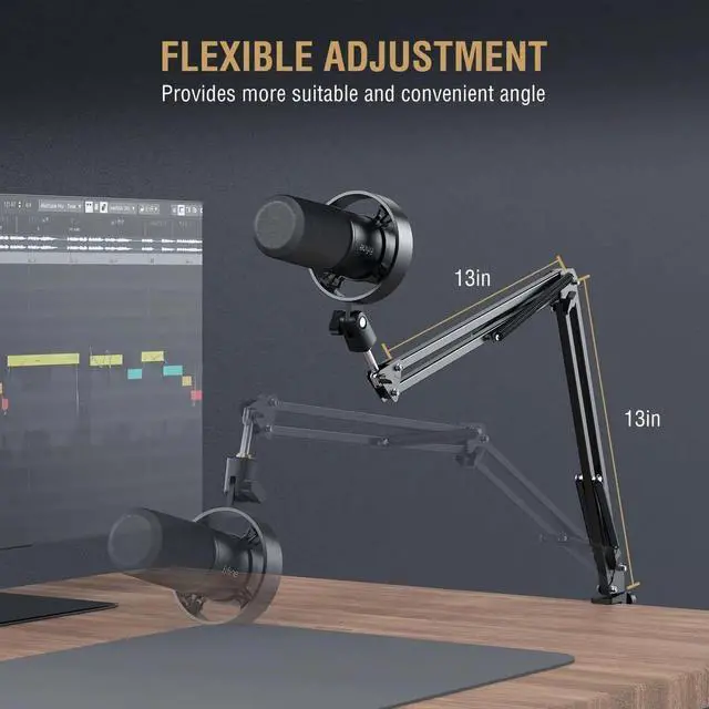 Alt view image 7 of 7 - FIFINE K688 Podcast Microphone Kit, USB/XLR Dynamic Microphone with Boom Arm for PC/XLR Mixer, Gaming Mic with Mute Button, Headphone Jack for Vocal, Voice-Over, Streaming, Music Recording -K688CT