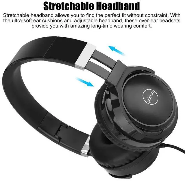 Alt view image 2 of 7 - Wired Over-Ear Headphone 3.5mm Foldable Music Earphone for Smartphone Computers