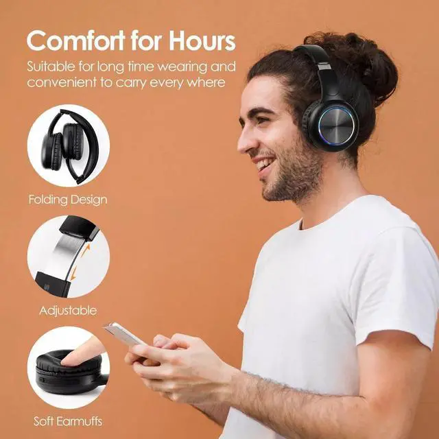 Alt view image 4 of 7 - Wireless Bluetooth Headphones Super Bass Foldable Stereo Earphones Headsets Mic