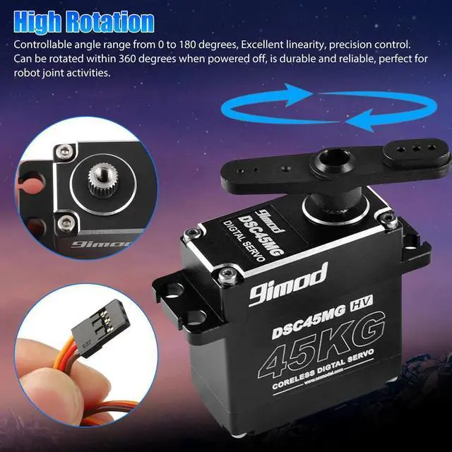 Alt view image 5 of 7 - 45KG 180° Digital Servo Motor High Torque Waterproof Metal Gear for 1/10 RC Car