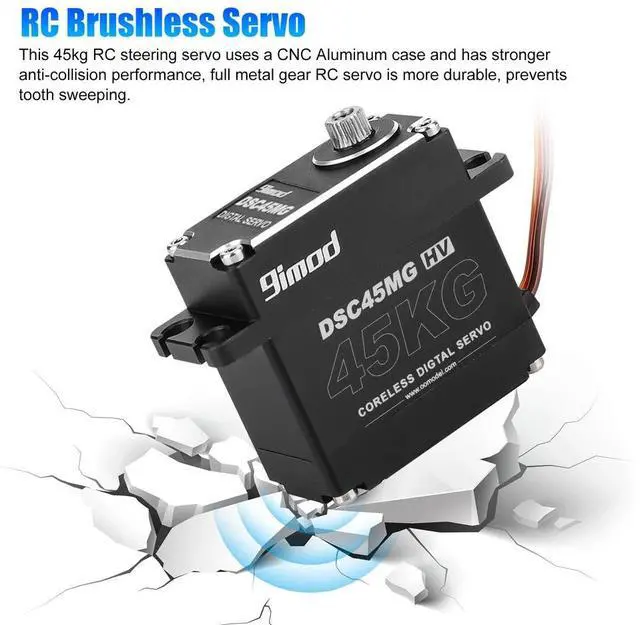 Alt view image 3 of 7 - 45KG 180° Digital Servo Motor High Torque Waterproof Metal Gear for 1/10 RC Car