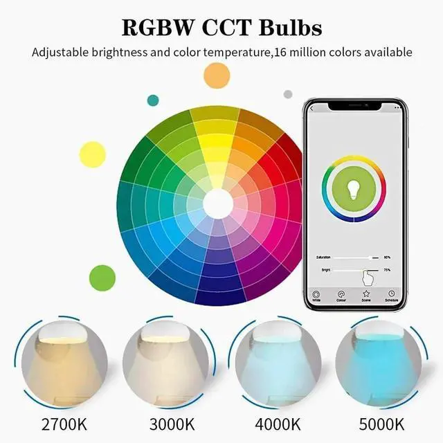 Alt view image 3 of 7 - Smart Light Bulb, RGB Color Changing CCT LED Bulbs, Works with Alexa, Google