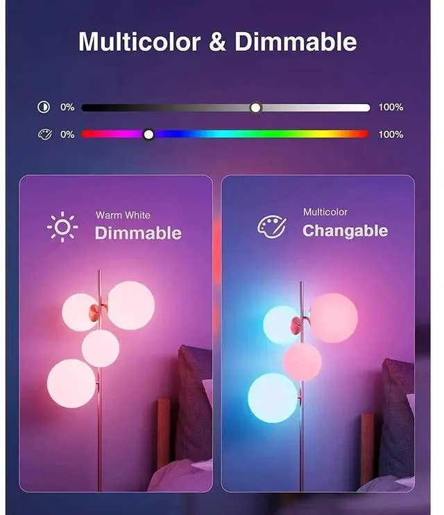 Alt view image 7 of 7 - 2 Pack WiFi Smart LED Bulbs Multicolor 9W(60W) 800 lm E26 Google Home/Alexa