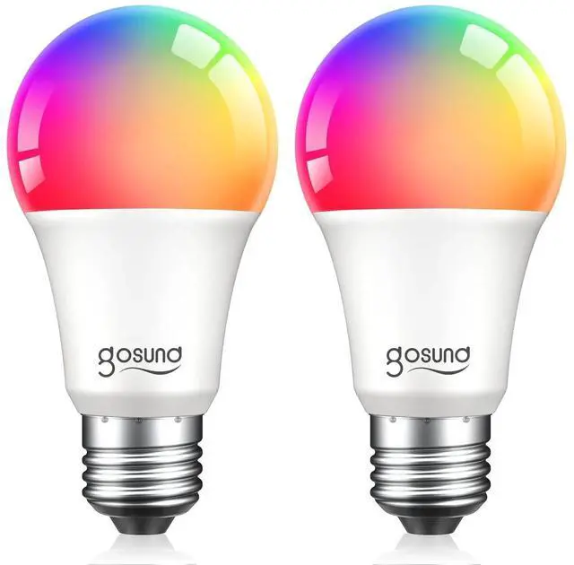 Main image of 2 Pack WiFi Smart LED Bulbs Multicolor 9W(60W) 800 lm E26 Google Home/Alexa