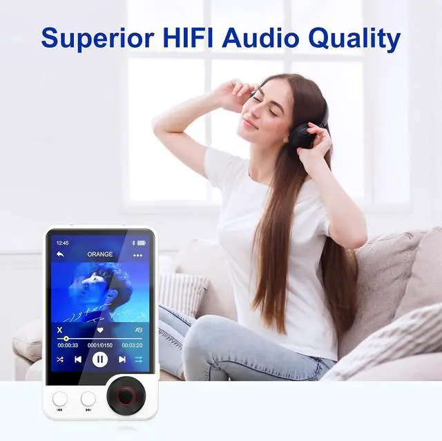 Alt view image 3 of 7 - 128GB MP3 Player with Boosted Bluetooth 5.3, Music Player Features HD Speaker, 2.4" Touchscreen, Expandable SD Card Slot, Dual Headphone Ports, Supports FM Radio, Voice Recorder, E-Book, and More