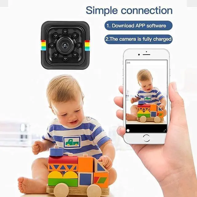 Alt view image 2 of 7 - Mini Spy Camera 1080P Hidden Camera - Portable Small HD Nanny Cam with Night Vision and Motion Detection - Indoor Covert Security Camera for Home and Office - Hidden Spy Cam - Built-in Battery