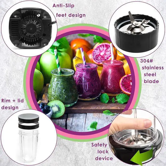 Alt view image 4 of 6 - Moss & Stone Smoothie Blender - Compact Personal Blender with Additional Cups for Frozen Drinks & To-Go Portable Cups with Lids