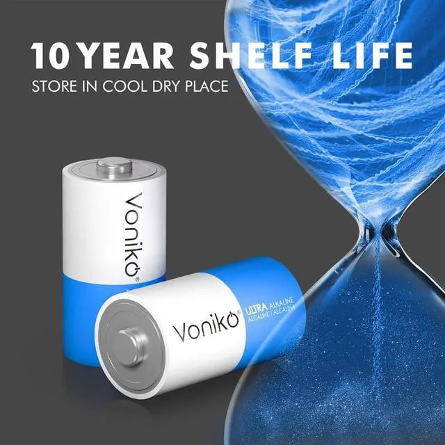Alt view image 3 of 6 - Voniko Ultra Alkaline C Batteries, C Size LR14 Batteries 8 Pack  10-Year Shelf Life and 6-9 Times The Power as Carbon Batteries, C Cell 1.5 Volt Battery