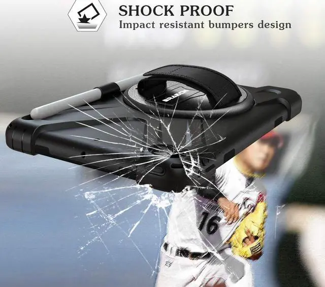 Alt view image 6 of 7 - iPad Mini 5 Case,iPad Mini 4 Case, Heavy Duty Shockproof Protective Rugged Case with Pencil Holder,Hand Strap,Kickstand, Shoulder Strap for iPad Mini 5th/4th Generation 7.9 Inch for Kids-Black