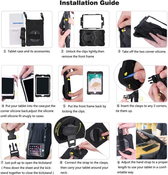 Alt view image 7 of 7 - iPad Mini 5th Gen Case, Mini 4 iPad Case - Heavy Duty Rugged Case with Pencil Holder, Handle, Kickstand, Shoulder Strap for iPad Mini 5th /4th Gen,[Pencil not Included] - Green