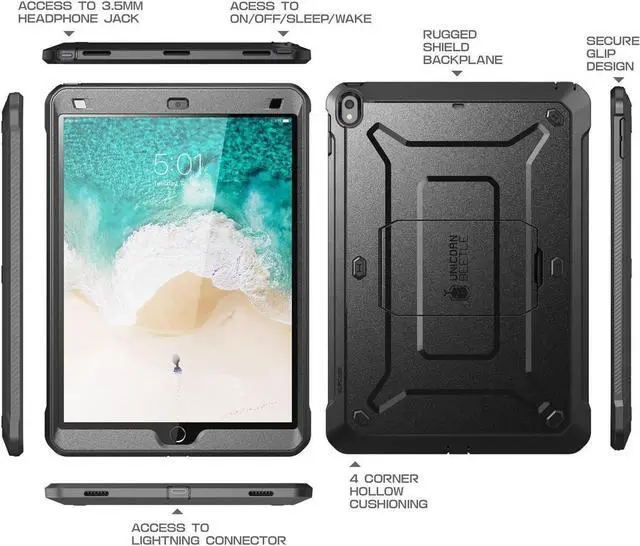 Alt view image 2 of 6 - SUPCASE Unicorn Beetle PRO Case for iPad Air 3 (2019) and iPad Pro 10.5'' (2017), Heavy Duty with Built-in Screen Protector Full-body Rugged Protective Case (Black)