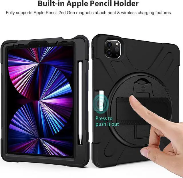 Alt view image 3 of 7 - BONAEVER For iPad Pro 11 Inch Case 2021 2020 2018 Shockproof Cover with H /Shoulder Strap for iPad Pro 11" 3rd 2nd 1 Stand Generation