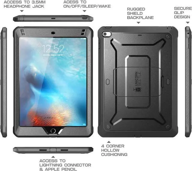Alt view image 2 of 6 - SUPCASE [Unicorn Beetle Pro Series] Design for iPad Mini 5 Case, with Built-In Screen Protector Full-body Rugged Kickstand Hybrid Case for iPad Mini 5 (2019 release) & iPad Mini 4 (Black)