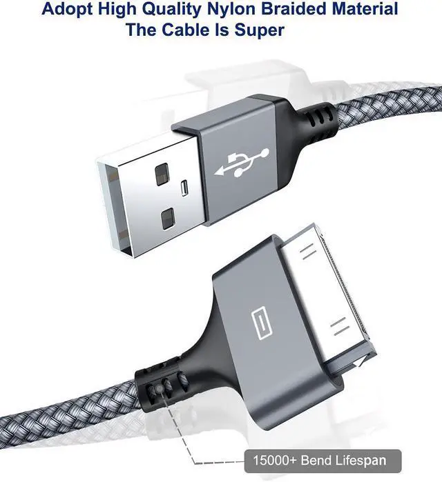 Alt view image 3 of 6 - 30-Pin to USB Cable 10 Feet, AkoaDa USB Charging & Sync Cable for iPhone 4 4s, iPhone 3G 3GS, iPad 1 2 3 iPod Touch 4 3 2 1, iPod Classic 3 2 1, & More