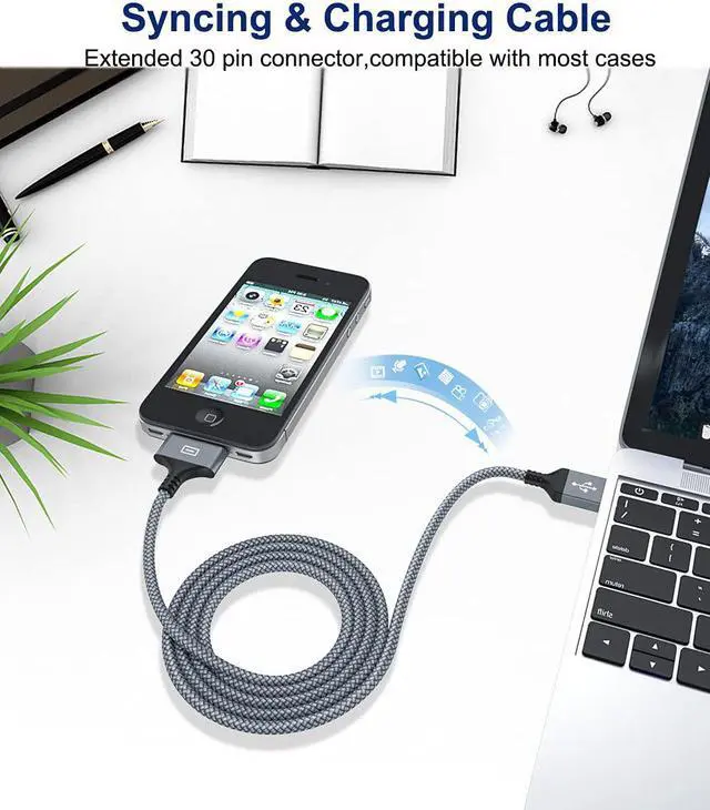 Alt view image 5 of 6 - 30-Pin to USB Cable 10 Feet, AkoaDa USB Charging & Sync Cable for iPhone 4 4s, iPhone 3G 3GS, iPad 1 2 3 iPod Touch 4 3 2 1, iPod Classic 3 2 1, & More