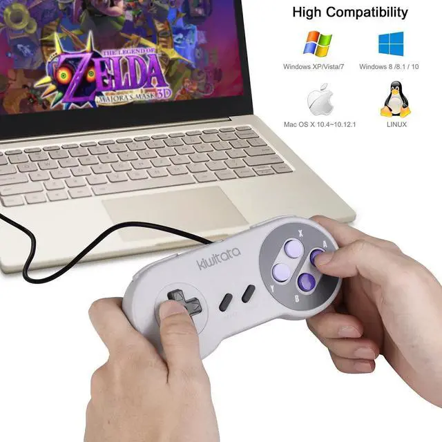 Alt view image 5 of 7 - 2X Classic SNES USB Controller for Retro Gamings, kiwitatá Super NES Wired USB Joypad Game Controller for Windows PC Mac Raspberry Pi