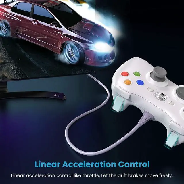 Alt view image 5 of 7 - YAEYE PC Wired Controller, Game Controller for Xbox 360 with Dual-Vibration Turbo Compatible with Xbox 360/360 Slim and PC Windows 7,8,10,11(White)