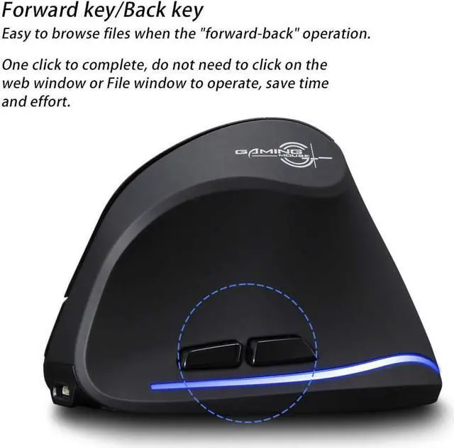Alt view image 3 of 7 - Zeerkeer Wireless Vertical Gaming Mouse 2.4G USB Rechargeable Ergonomic Vertical Mouse with 3 Adjustable DPI(1000/1600 /2400) and 6 Buttons for PC, Desktop, Laptop