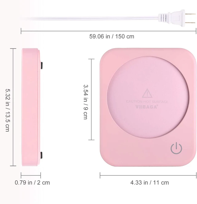 Alt view image 7 of 7 - Coffee Mug Warmer, VOBAGA 4 Hours Auto Shut-Off Coffee Warmer Plate for Office Home Desk Use with 3 Temperature Settings, Electric Cup Warmer for Cocoa,Tea, Milk, Water, Pink (No Cup)