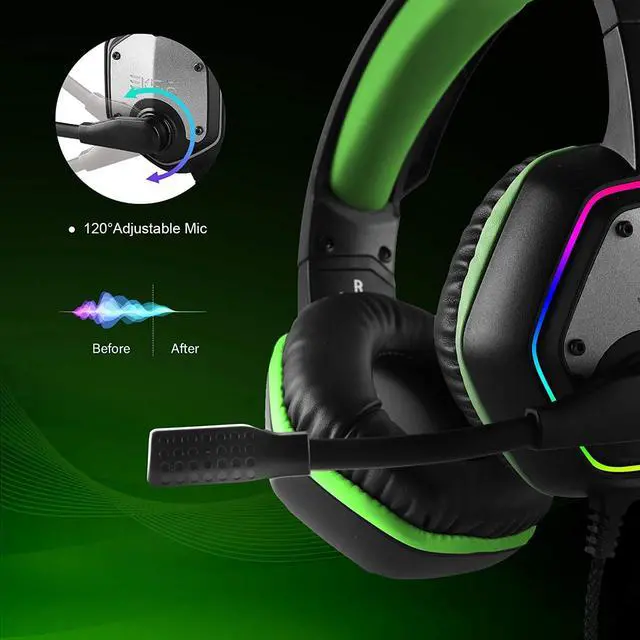 Alt view image 5 of 7 - EKSA E1000 Gaming Headset, Computer Headphones with Noise Canceling Mic & RGB Light, Compatible with PC, PS4, PS5, Laptop