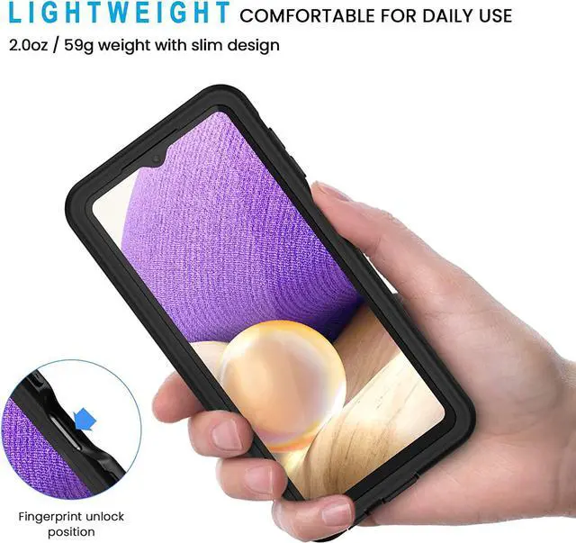 Alt view image 2 of 7 - for  Galaxy A32 5G Phone Case IP68 Waterproof Dustproof Case Built-in Screen Protector Heavy Duty Full Body Protective Phone Case for Galaxy A32 5G Black/Clear