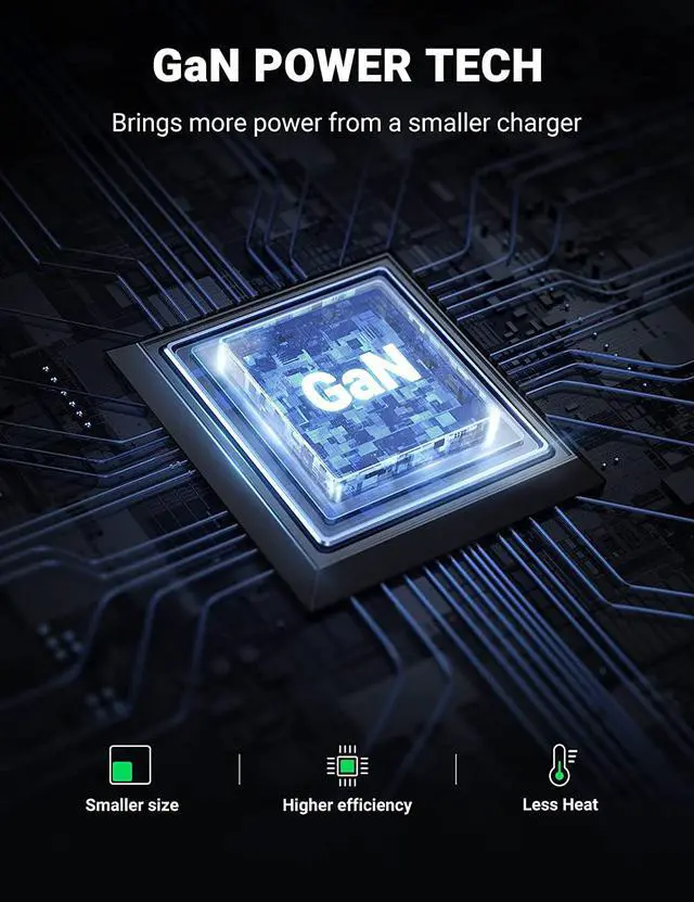 Alt view image 6 of 7 - UGREEN 65W USB C Fast Charger - GaN Charger with 6FT USB C to USB C Cable 100W Fast Charge Compatible for MacBook Pro/Air, XPS 13, iPad Mini 6, iPad Pro, Galaxy S21 S20, Pixel, iPhone 13/12 Pro Max