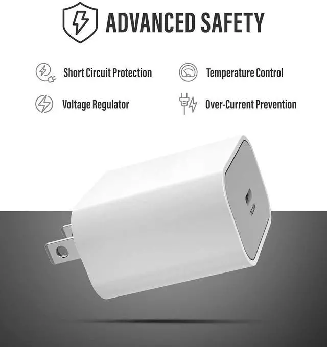 Alt view image 5 of 6 - Galvanox (Apple MFi Certified) Cord with Wall Plug for iPhone 14/13 Pro Max Charger Lightning to USB-C Fast Charging Adapter with Cable (White)