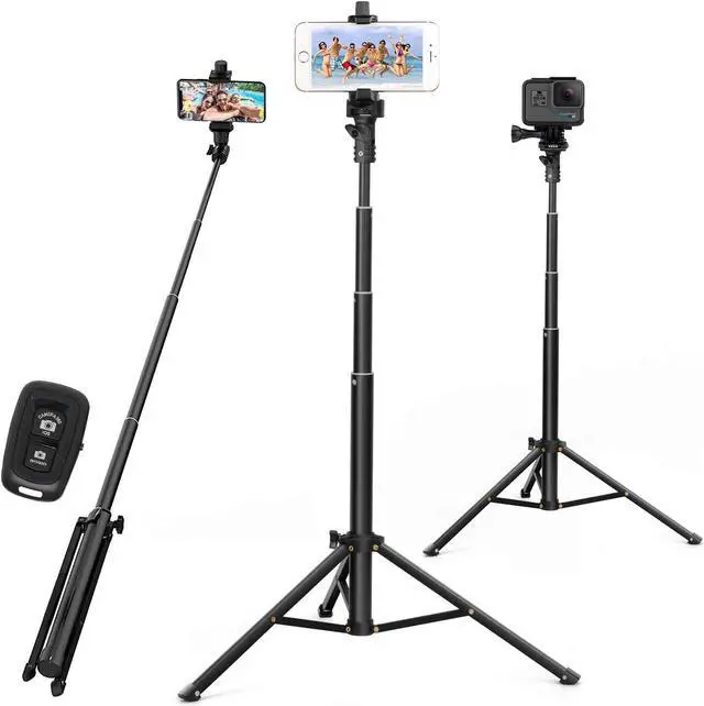 Main image of Selfie Stick Tripod 52 Inch Cell Phone iPhone Tripod Stand with Bluetooth Remote Smartphone for iPhone 11 Xs X 6 7 8, Android Cellphone Gopro Camera Mount Portable Monopod Feet Travel Lightweight