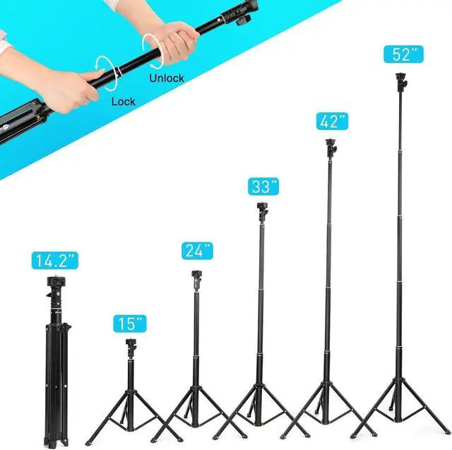 Alt view image 2 of 7 - Selfie Stick Tripod 52 Inch Cell Phone iPhone Tripod Stand with Bluetooth Remote Smartphone for iPhone 11 Xs X 6 7 8, Android Cellphone Gopro Camera Mount Portable Monopod Feet Travel Lightweight