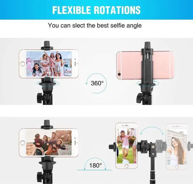 Alt view image 4 of 7 - Selfie Stick Tripod 52 Inch Cell Phone iPhone Tripod Stand with Bluetooth Remote Smartphone for iPhone 11 Xs X 6 7 8, Android Cellphone Gopro Camera Mount Portable Monopod Feet Travel Lightweight