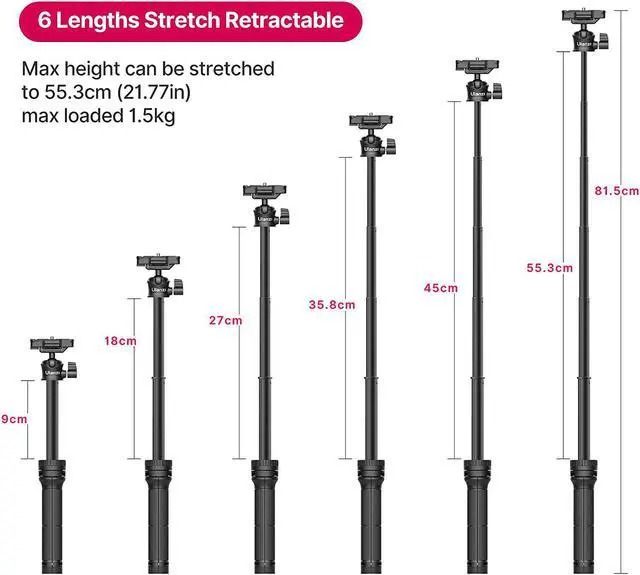 Alt view image 2 of 7 - ULANZI Smartphone Tripod, MT-34 All-in-One Extendable Tripod with 360 Adjustable Ballhead, Compatible with iPhone 12 Pro Max/12 Mini/11 Pro Max/XR/X, Samsung Phone, Vlog Camera