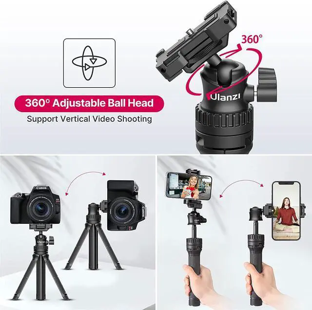Alt view image 3 of 7 - ULANZI Smartphone Tripod, MT-34 All-in-One Extendable Tripod with 360 Adjustable Ballhead, Compatible with iPhone 12 Pro Max/12 Mini/11 Pro Max/XR/X, Samsung Phone, Vlog Camera