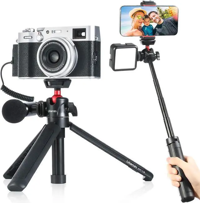 Main image of Ulanzi MT-16 Camera Tripod Stand Holder, Mini Tabletop Tripod Selfie Stick with Cold Shoe, Compatible with iPhone 16 Canon G7X Mark III Sony ZV-1 RX100 Osmo Pocket3 Vlogging Filmmaking Live Streaming