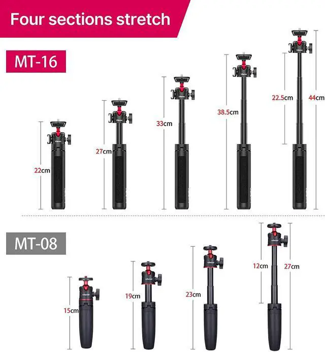 Alt view image 2 of 7 - Ulanzi MT-16 Camera Tripod Stand Holder, Mini Tabletop Tripod Selfie Stick with Cold Shoe, Compatible with iPhone 16 Canon G7X Mark III Sony ZV-1 RX100 Osmo Pocket3 Vlogging Filmmaking Live Streaming