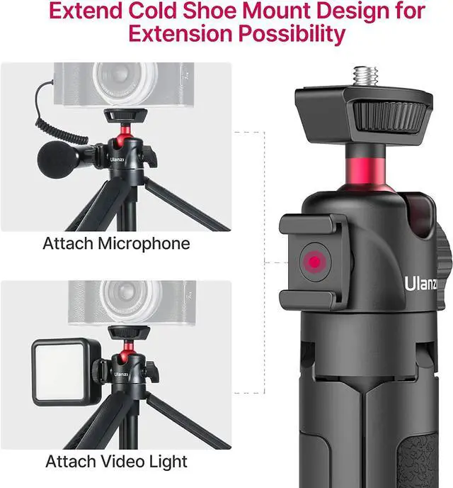 Alt view image 3 of 7 - Ulanzi MT-16 Camera Tripod Stand Holder, Mini Tabletop Tripod Selfie Stick with Cold Shoe, Compatible with iPhone 16 Canon G7X Mark III Sony ZV-1 RX100 Osmo Pocket3 Vlogging Filmmaking Live Streaming