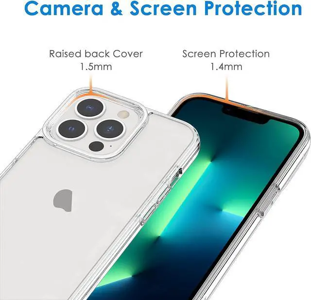 Alt view image 5 of 6 - Case for iPhone 13 Pro 6.1-Inch, Non-Yellowing Shockproof Phone Bumper Cover, Anti-Scratch Clear Back (Clear)
