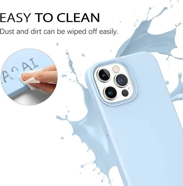 Alt view image 7 of 7 - Telaso Compatible with iPhone 13 Pro Case, Liquid Silicone Soft Gel Rubber iPhone 13 Pro Phone Case Slim Fit Cover with Microfiber Lining Protective Phone Cases, Baby Blue