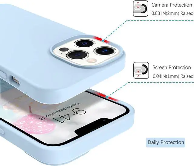 Alt view image 3 of 7 - Telaso Compatible with iPhone 13 Pro Case, Liquid Silicone Soft Gel Rubber iPhone 13 Pro Phone Case Slim Fit Cover with Microfiber Lining Protective Phone Cases, Baby Blue