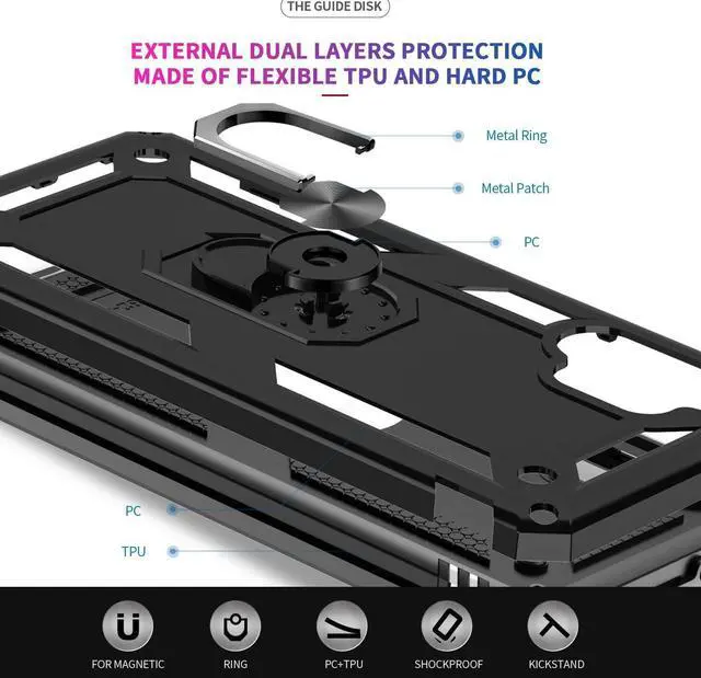 Alt view image 5 of 7 - LeYi for Samsung Galaxy A32 5G Phone Case, Samsung A32 Case with [2 Pack] Tempered Glass Screen Protector, [Military-Grade] Ring Kickstand Protective Case for Galaxy A32 5G (Not Fit 4G), Black