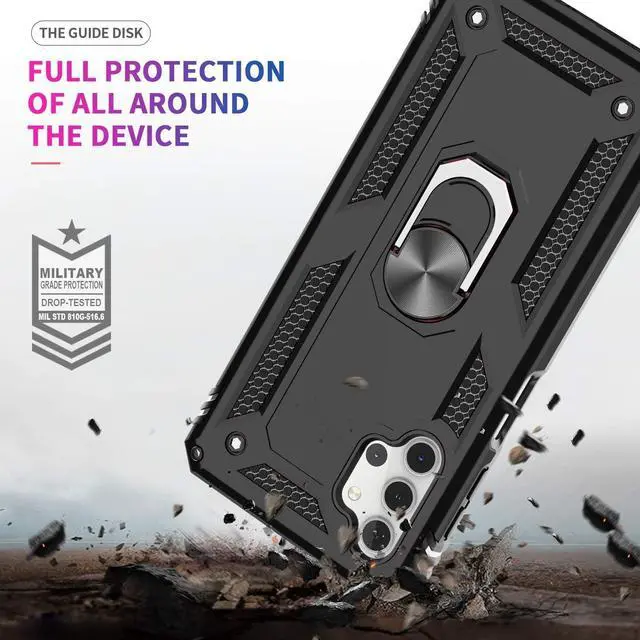 Alt view image 7 of 7 - LeYi for Samsung Galaxy A32 5G Phone Case, Samsung A32 Case with [2 Pack] Tempered Glass Screen Protector, [Military-Grade] Ring Kickstand Protective Case for Galaxy A32 5G (Not Fit 4G), Black