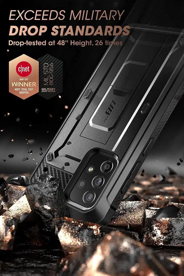 Alt view image 2 of 7 - for Samsung Galaxy A53 5G Case with Screen Protector (Unicorn Beetle Pro), [Built-in Stand & Belt-Clip] Heavy Duty Shockproof Rugged Kickstand Protective Phone Case for Samsung A53 5G, Black