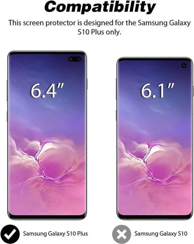 Alt view image 2 of 7 - TOCOL 2+2 Pack Fit for Samsung Galaxy S10 Plus - 2 Pack TPU Screen Protector and 2 Pack Camera Lens Protector, Alignment Frame, Easy Installation, Bubble Free, Support Ultrasonic Fingerprint