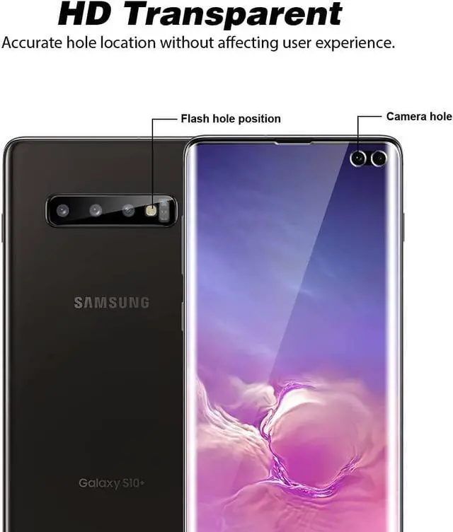 Alt view image 5 of 7 - TOCOL 2+2 Pack Fit for Samsung Galaxy S10 Plus - 2 Pack TPU Screen Protector and 2 Pack Camera Lens Protector, Alignment Frame, Easy Installation, Bubble Free, Support Ultrasonic Fingerprint
